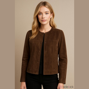 Globus Goat Suede Leather Jacket Brown Size 44